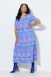 Maxikleid, gemustert, A-Linie, Tunika-Ausschnitt, Halbarm