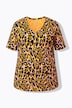 T-shirt, luipaardmotief, V-hals, korte mouwen