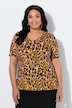 T-shirt, luipaardmotief, V-hals, korte mouwen