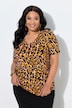 T-shirt, luipaardmotief, V-hals, korte mouwen