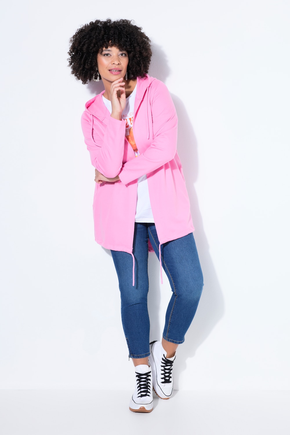 Sweatjacke, offene Form, Kapuze