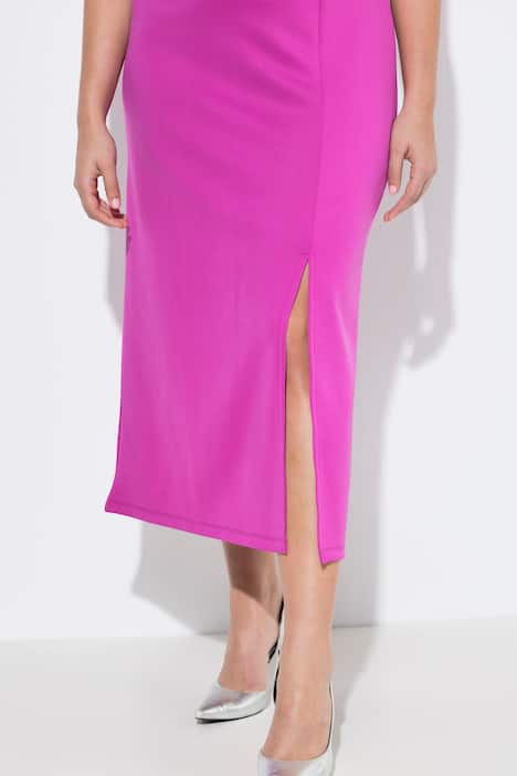 Maxi-jerseykjole, draperet, applikation, V-udskæring, ærmeløs