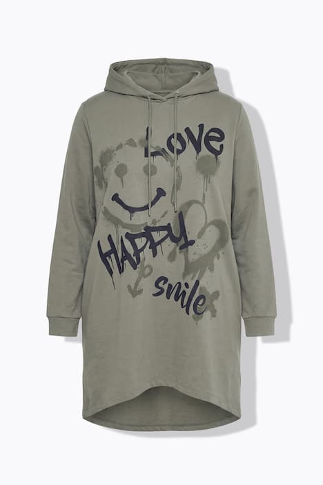 Hoodie, oversized, Smiley-Motiv mit Schriftzug, Kapuze