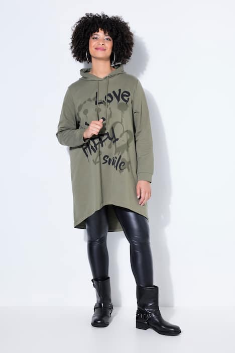 Hoodie, oversized, Smiley-Motiv mit Schriftzug, Kapuze