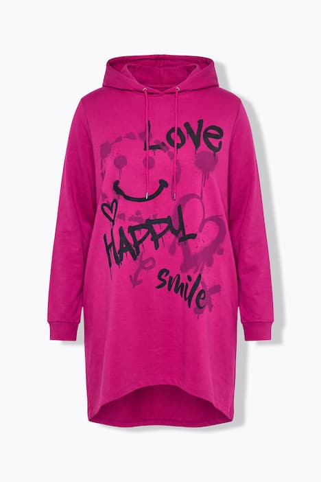 Hoodie, oversized, Smiley-Motiv mit Schriftzug, Kapuze