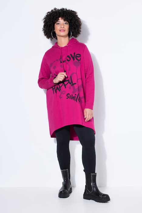 Hoodie, oversized, Smiley-Motiv mit Schriftzug, Kapuze