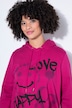 Hoodie, oversized, Smiley-Motiv mit Schriftzug, Kapuze