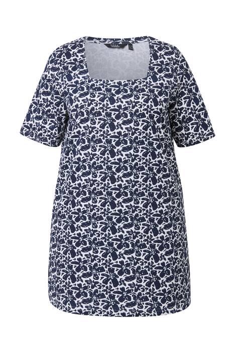 dlouhé tričko, áčkový střih, hranatý výstřih, polodlouhé rukávy