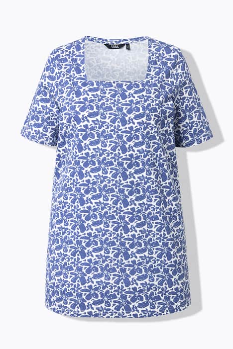 Longshirt, A-Linie, Carré-Ausschnitt, Halbarm