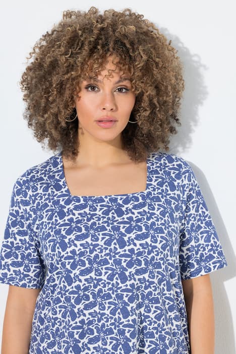 Longshirt, A-Linie, Carré-Ausschnitt, Halbarm