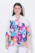 Satijnen blouse, bloemen, A-lijn, kelkkraag, driekwartmouwen