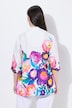 Satijnen blouse, bloemen, A-lijn, kelkkraag, driekwartmouwen