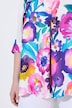 Satijnen blouse, bloemen, A-lijn, kelkkraag, driekwartmouwen