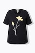 T-shirt in cotone biologico con fiori, scollo a girocollo e mezze maniche