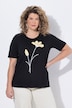 T-shirt in cotone biologico con fiori, scollo a girocollo e mezze maniche
