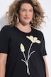 T-shirt in cotone biologico con fiori, scollo a girocollo e mezze maniche