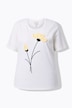 T-shirt in cotone biologico con fiori, scollo a girocollo e mezze maniche
