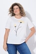 T-shirt in cotone biologico con fiori, scollo a girocollo e mezze maniche
