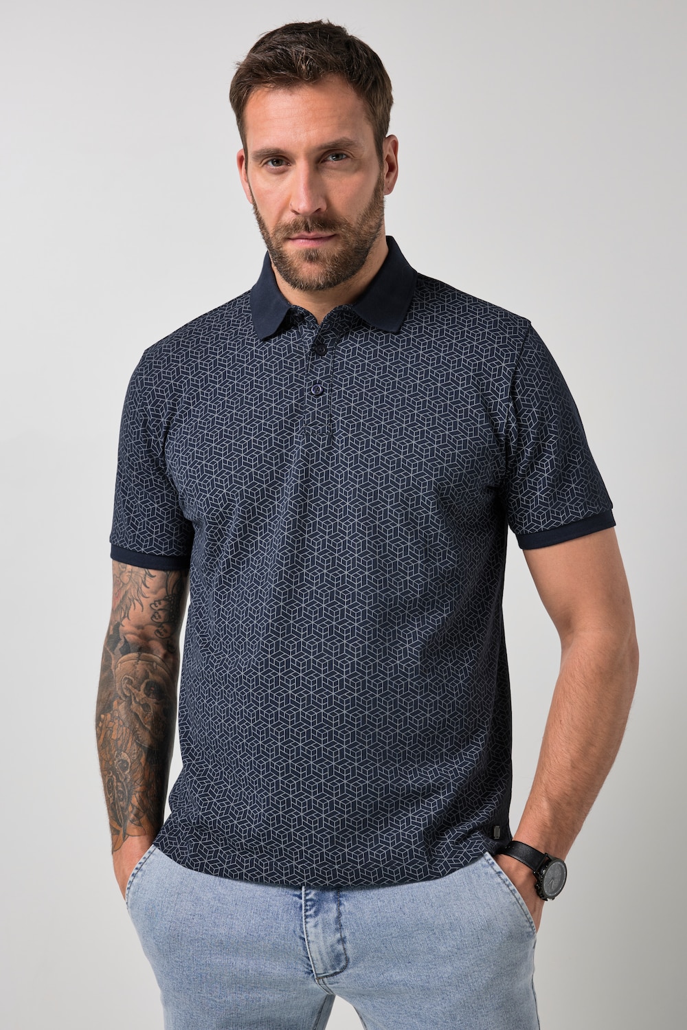 Poloskjorte FLEXNAMIC®, korte ermer, piké, heldekkende trykk, opptil størrelse 8XL