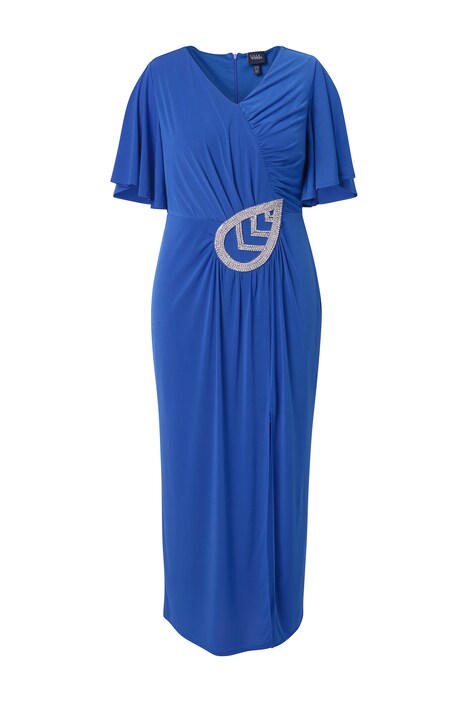 Maxi šaty, nabírané, aplikace, V výstřih, polo rukávy