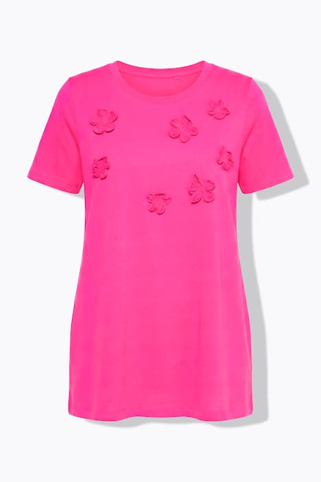 T-shirt dal taglio svasato con fiori 3D e mezze maniche