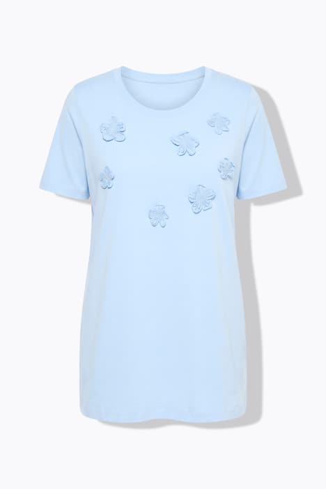 T-shirt dal taglio svasato con fiori 3D e mezze maniche