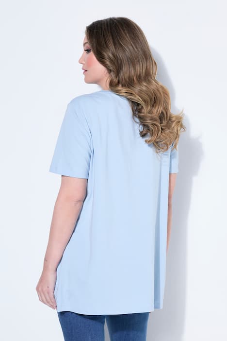 T-shirt dal taglio svasato con fiori 3D e mezze maniche