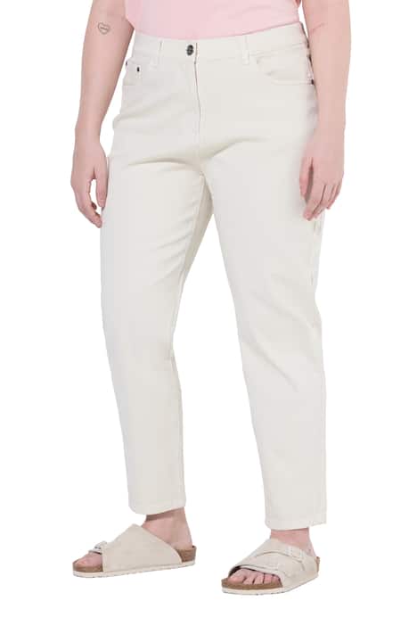 Mom džíny, strečová džínovina, střih s 5 kapsami