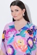 Chiffon blouse, bloemen, dubbellaags, V-hals, korte mouw