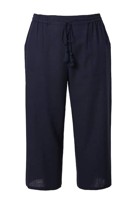 Kalhoty Culotte Rose, směs lnu, široké nohavice, pružný pas