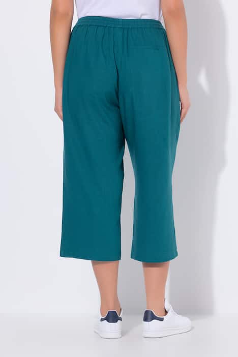 Culotte Rose, linnenmix, wijde pijpen, elastische tailleband