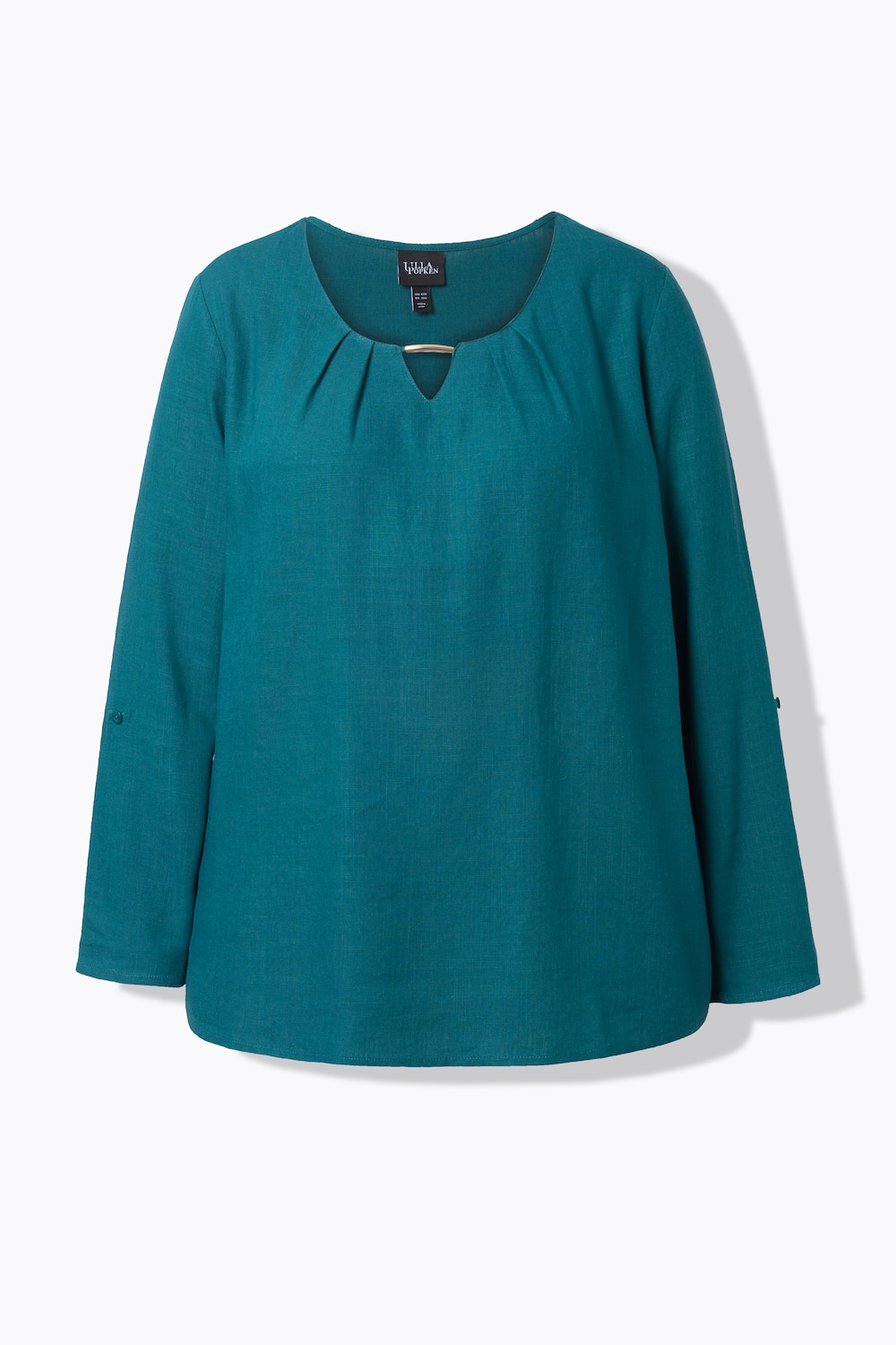 Stora storlekar Blus, Dam, turkos, storlek: 54/56, Viskos/Linne, Ulla Popken