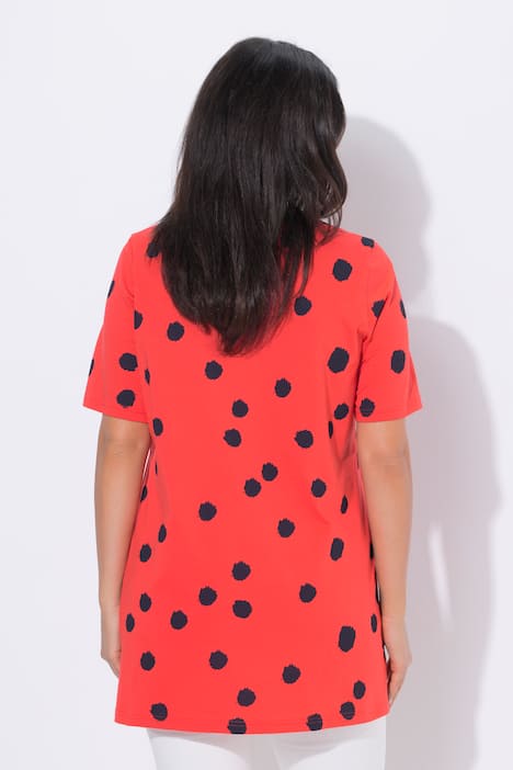 Longshirt, Punkte, A-Linie, Carré-Ausschnitt