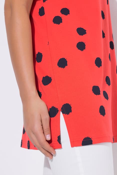 Longshirt, Punkte, A-Linie, Carré-Ausschnitt