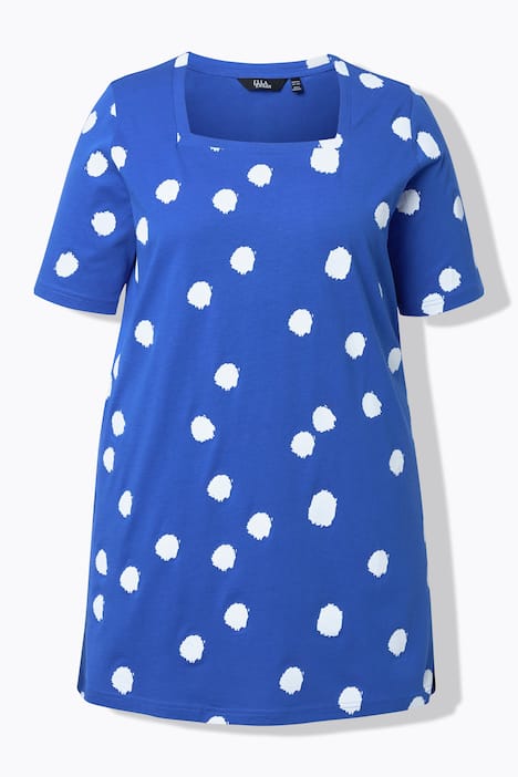 Longshirt, Punkte, A-Linie, Carré-Ausschnitt