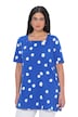 Dlouhé tričko, puntíky, A střih, hranatý výstřih