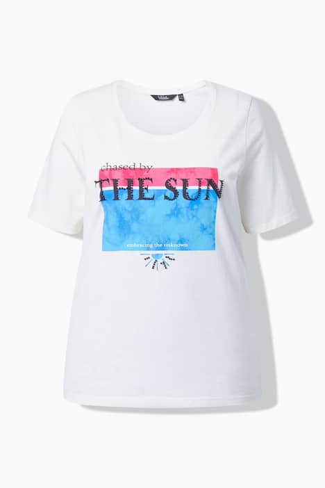 T-Shirt, Perlen, Motivdruck, Rundhals, Halbarm