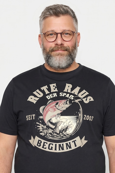 T-shirt con stampa, scollo a girocollo e mezze maniche, fino alla tg. 8XL