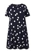 Midi šaty, puntíky, áčkový střih, kulatý výstřih, polo rukávy