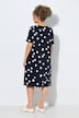 Sukienka midi, cętki, trapezowy krój, okrągły dekolt, rękaw 1/2