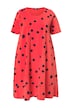 Midi šaty, puntíky, áčkový střih, kulatý výstřih, polo rukávy