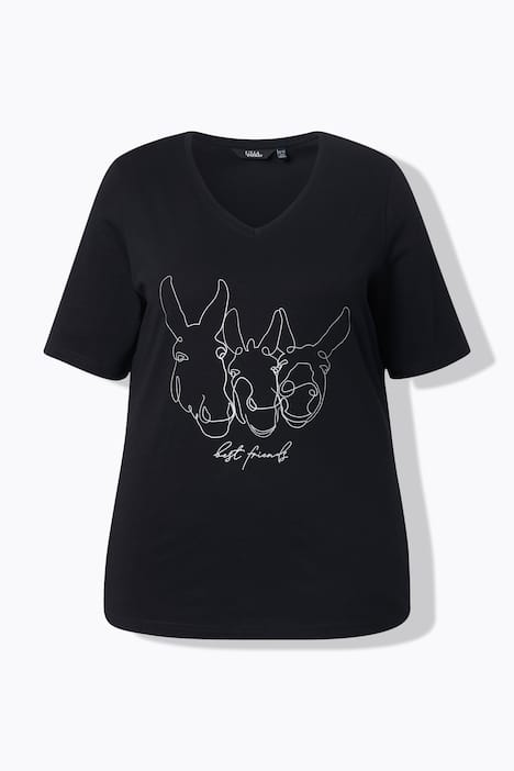 T-shirt, diermotief, classic, V-hals, korte mouwen