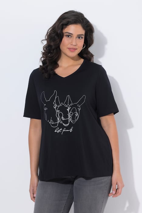 T-shirt, diermotief, classic, V-hals, korte mouwen