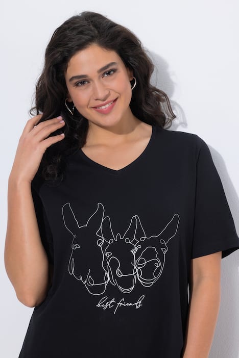 T-shirt, diermotief, classic, V-hals, korte mouwen