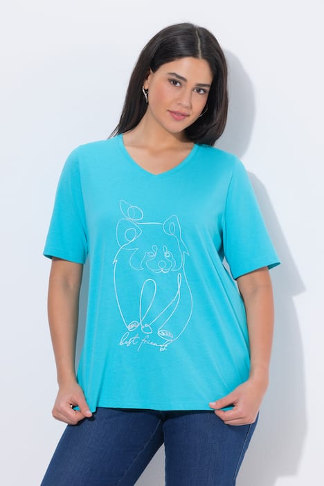 T-shirt, diermotief, classic, V-hals, korte mouwen