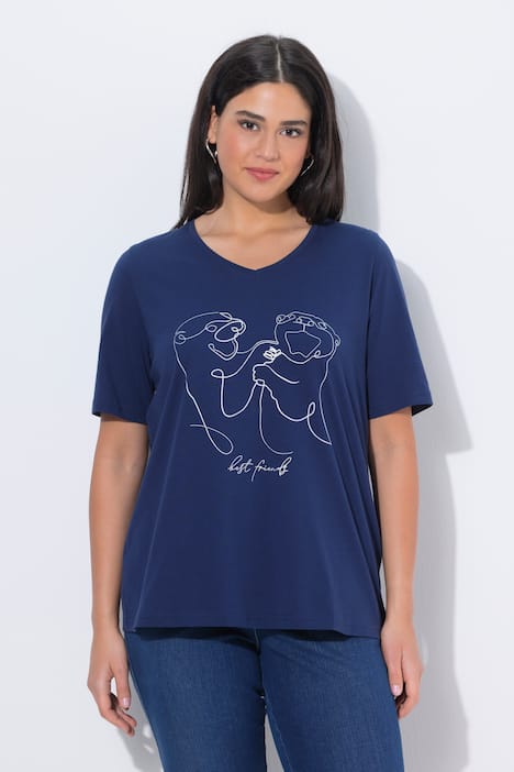 T-shirt, diermotief, classic, V-hals, korte mouwen