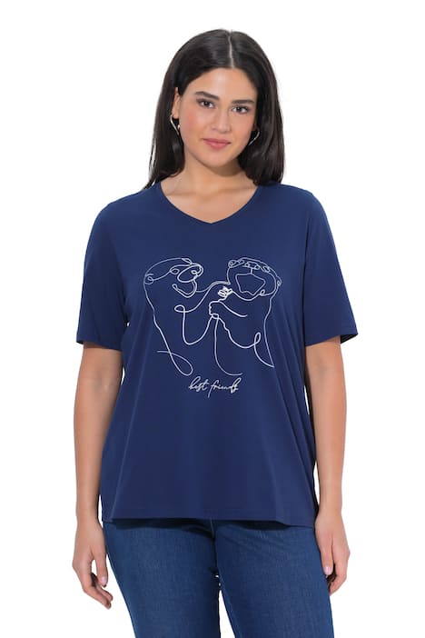 Tričko, zvířecí motiv, klasický střih, V výstřih, polo rukávy