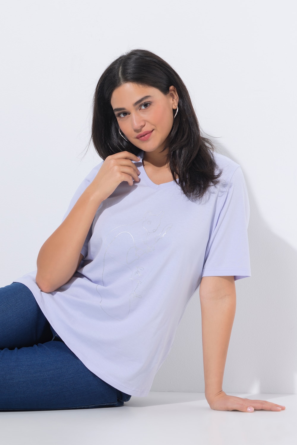 T-shirt, diermotief, classic, V-hals, korte mouwen