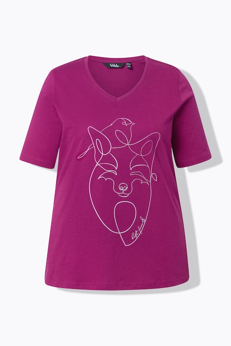 T-shirt, diermotief, classic, V-hals, korte mouwen