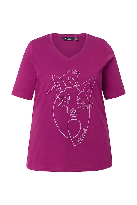 Tričko, zvířecí motiv, klasický střih, V výstřih, polo rukávy
